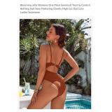 Blooming Jelly Womens One Piece Swimsuit Tummy Control Bathing Suit Sexy Flattering Cheeky High Cut Out Cute Ladies Swimwear XL