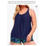 Yonique Plus Size Tankini Swimsuits for Women Blouson Tankini Tops with Swim Shorts Two Piece Bathing Suits 20W