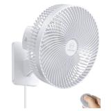 Quiet Wall Mount Oscillation Fan with Remote and Timer,10 Inch Small Bathroom Mounted Fans with 4 Speeds, Indoor Bed Fan for RV, AC/DC(12V), Adjustable Tilt,5.9 ft Cord,Cooling Bedroom Fan for Home