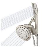 Waterpik High Pressure Pulsating Shower Wand and Rain Shower Head Combo with Extra Long 8 Foot Metal Hose, HairWand Pulse Spa System 12 Spray Modes for Hair and Body, Brushed Nickel