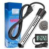 Immersion Water Heater with Digital LCD Thermometer,2000W Portable Bucket Heater with 304 Stainless Steel Guard,Anti scalding Submersible Water Heater for Bathtub Hot Tub Pool