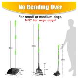 TOOGE Pooper Scooper, Dog Pooper Scooper Long Handle Stainless Metal Tray and Rake for Medium Small Dogs Heavy Duty Pet Supplies to Use for Grass, Dirt or Gravel