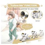 FUUY Robot Dog for Kids Robot Dog Remote Control Dog Toy Interactive Robot Pet Robotics Toys Intelligent Robo Dog Programmable Sing & Dance Design Birthday Gifts Kids Age 3 5 4-7 Year, Gold