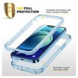 Diaclara Designed for iPhone 12 Mini Case, Full Body Rugged Case with Built-in Touch Sensitive Anti-Scratch Screen Protector, Soft TPU Bumper Case for iPhone 12 Mini 5.4" (Clear Blue)