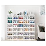 SIMPDIY Shoe Organizer, 12 Pack Shoe Storage Shoe Organizer for Closet, Shoe Boxes Clear Plastic Stackable Shoe Storage Boxes for Size 13