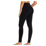 Sunzel No Front Seam Workout Leggings for Women with Pockets, High Waisted Compression Yoga Pants with Tummy Control 28" Black Medium