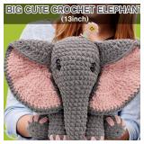 CODGP Crochet Kit for Beginners,13in Crochet Animal Kit Elephant,Crochet Starter Kit Gift for Adults Kids with Yarn Sets,Amigurumi Crochet Kits with Step-by-Step Video Tutorials