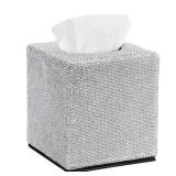 Sumnacon Tissue Box Cover Bling Square Tissue Box for Bathroom Sparkling Cube Tissue Box Holder with Magnetic Gorgeous Tissue Holder for Table Countertop Decorative Tissue Cover for Home Office Car