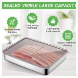 Maxcheck 4 Sets Bacon Container for Refrigerator 42 Ounces Cheese Keeper Container Stainless Steel Airtight Deli Meat Storage Containers with Lids and Ice Tongs for Fridge Dishwasher Safe