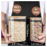 ComSaf Glass Jar with Airtight Lid (102 oz/41 oz), Glass Food Storage Container with Bamboo Lid, Clear Glass Food Canister Set of 2 for Dry food like Rice, Sugar, Flour, Pasta, Cereal, Beans, Nuts