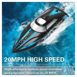 VOLANTEXRC RC Boat 20MPH Fast RC Boat for Adults 2.4Ghz Remote Control Boat for Pools and Lake with 2 Rechargeable Batteries Toys Gifts for Boys Girls Black