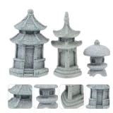 DOITOOL 3 Pieces Mini Pagoda Garden Statue, Miniature Japanese Style Pagoda Lantern, Outdoor Fairy Garden Decor for Micro Landscape Yard Aquarium Bonsai Zen Garden Decoration