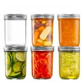 [ 6 Pack] 16 oz. Wide-Mouth Glass Mason Jars with Metal Airtight Lids and Bands for 1 Pint Canning, Preserving, & Meal Prep