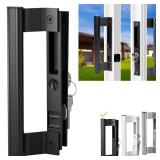 T-HAKEN Sliding Glass Door Handle Set with Lock â Aluminum Handle, Fits 6-5/8 in. Hole Spacing (Black)