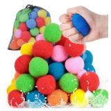 POPLAY 60PCS Reusable Water Balls, Reusable Water Balloons for Kids Outdoor Games Pool Gamesï¼Water Balls for Adults Boys and Girls Summer Beach