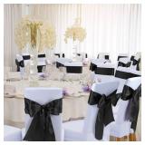 Babenest Satin Chair Sashes Ties Upgraded 30 pcs Chair Ribbons Bows for Wedding Banquet Party Christmas Baby Shower Events Decoration (Black)