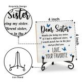 Idea Gifts for Sister, Butterfly Wooden Sign Decor with Iron Stand, Sister Birthday Gifts Wood Decorations for Home Office Room Kitchen Tabletop Decor - b32