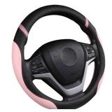 Steering Wheel Cover for Women Leather Universal Steering Wheel Covers for Car 15 inch (Pink)