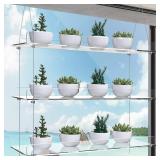 ZerzSemp Hanging Acrylic Plant Shelves for Windows, Height Adjustable Plant Stand ,Clear Hanging Plant Stand for Indoor Window Grow Herbs, Succulents, Flowe