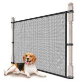 Dog Pet Mesh Gate Stairs - Baby Safety Barrier Gates for Stairway - No Drilling Puppy Gates for Indoor - Banister to Banister Baby Gates for Stairs