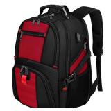 YOREPEK Travel Backpack, Extra Large 50L Laptop Backpacks for Men Women, Water Resistant College Backpack Airline Approved Business Work Bag with USB Charging Port Fits 17 Inch Computer, Bright Red