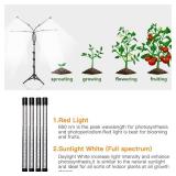 GHodec Grow Light with Stand, 5500K Full Spectrum Gooseneck Floor Plant Light for Indoor Plants Growing,5 Dimmable Levels & Auto On/Off Timer,Tripod Stand Plant Lamp Height Adjustable