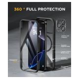 Miracase Magnetic for iPhone 16 Pro Case Full-Body Phone with Built-in Glass Screen Protector, [Compatible with MagSafe] Military Drop Proof 16 Pro Cover Bumper 6.3 inch, Black