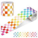 Zonon 65 Feet Bulletin Board Border Decorative Straight Wavy Rolled Border Trim Borders Classroom Back to School Decor(Pastel Checkerboard)