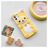 IAIYOXI 3D Cute Cartoon Bear Phone Case for iPhone 14 Pro - Fashionable and Stylish - Funny Pink Bear Design - Soft TPU Protective Case - Kawaii Silicone Cover for Women, Girls, and Kids (Yellow)