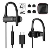 USB C Wired Headphones with Anti Drop Over Ear Earhook Microphone Gym Sport Running Type C Earphones for Apple iPhone 16 15 Pro Max Samsung Galaxy S24 S23 S22 Plus S21 Google Pixel 9 8 8A 7 7A Android