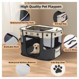 Portable Dog Playpen, Puppy Playpen with Carrying case & Free Waterproof Pee Pad, Dog Play Pen Indoor/Outdoor/Travel (white, M)