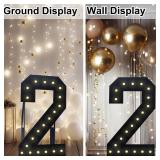 3FT Marquee Numbers Light Up Numbers, Black Giant Marquee Number Mosaic Number for 16th Birthday Backdrop Anniversary Decorations Large Numbers for Party Wedding Decor, Pre Cut Foam Frame Number 16