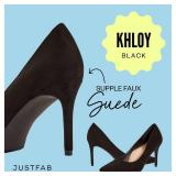 JustFab Womens Closed Toe High Heel Pump Shoes Dress Pointed Toe Wedding Pump Shoes Khloy (9,Black)