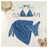 Ladies Fashion Sexy Comfortable Soft Solid Color Bikini Two Piece Swimsuit Set Long Skirt Set Medium