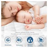 2 Pack Twin Mattres Protector Pad Waterproof Quilted, Breathable & Cooling Twin Size Mattress Topper Cover Fitted for Kids with Deep Pocket Up to 14 for Single Bed, (White)