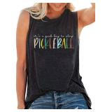 RMTXCD Women Its a Good Day to Play Pickleball Tank Tops Cute Pickleball Lover Gift Vest Shirts Summer Casual Sport Sleeveless Top Grey XL