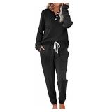 Black Two Piece Outfits for Women, Sweatsuits for Women Set 2 Piece Clearance Black M