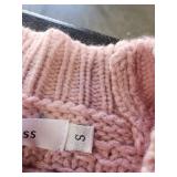 ANRABESS Women Long Sleeve Oversized Cable Knit Chunky Baggy Loose Pullover Tunic Mini Sweater Dress 2024 Trendy Fall Outfits Pink Small