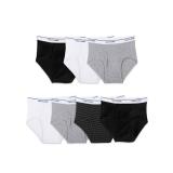 Fruit of the Loom Big Tag Free Cotton Briefs (Assorted Colors), Boys-7 Pack-Stripe/Solid, X-Small