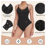 EUYZOU Shapewear Bodysuit for Women Tummy Control Low Back Body Shaper Sexy Backless Seamless Bodysuit Tops(Black,M/L)