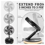 VENTY Original Portable Fan - Wireless Battery Operated Fan With 4 Speeds, LED Lighting, Carry Case & Remote Control - Premium Travel Rechargeable Fan & Power Bank With USB & USB-C Ports (Black) - Ret