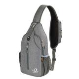 WATERFLY Crossbody Sling Backpack Sling Bag Travel Hiking Chest Bags Daypack (Dark gray) Retail $33.74