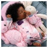 JIZHI Lifelike Reborn Baby Dolls Black -17Inch Baby-Soft Body & Curls Realistic-Newborn Baby Dolls African American Real Life Baby Dolls Cloth Body for Kids Age 3+ Retail $59.99