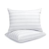 LAVANCE Pillows Queen Size Set of 2 Hotel Collection Pillows 3D Down Alternative Fiber Filling Soft Bed Pillows for Back, Stomach or Side Sleepers-1.2" White Striped, 20"x28" Retail $23.74