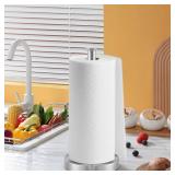 Paper Towel Holder, Paper Towel Holder Countertop with Heavy Weight Base, Non - Slip & Space Saving Paper Towels Holder, Anti Scratch Bathroom Paper Towel Holder with Smooth Surface - Silver Retail $1