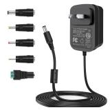 9V 1.5A Power Supply DC 9V Power Cord, 110-240Vac to DC 9Vlot 1A AC Adapter DC Plug Center Positive, for DC9V Arduino UNO R3, Schwinn Bike A10 140 170, Crosley Cruiser Record Player. Retail $16.99