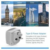 UK Ireland Travel Plug Adapter, TESSAN Type G Power Adaptor with 2 USB Charger Ports 2 American Outlets, US to Scotland London England British Irish Kenya Dubai Qatar Plug Converter Retail $21.82