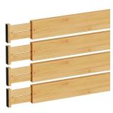 BAMEOS 4" High Drawer Dividers Bamboo Separators Organization Expandable Organizers for Kitchen Bedroom Bathroom Dresser Office 4-pack Retail $53.01