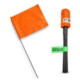 Fluorescent Orange Marking Flags Yard Flags - 4x5-Inch Marker Flags - 15-Inch Wire - 100 Pack - Perfect For Lawn Flags, Landscape Flags, Marking Flags For Lawn, Survey Flags, Sprinkler Flags Retail $1