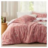 Bedsure King Size Comforter Set - Grayish Pink Comforter, Cute Floral Bedding Comforter Sets, Gifts for Woman, 3 Pieces, 1 Soft Reversible Botanical Flowers Comforter and 2 Pillow Shams Retail $56.99